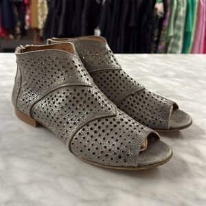 Cordani Peep Toe Metallic Perforated Ankle Bootie Size 41